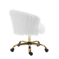 Kylie Plush Shaggy Faux Fur Swivel Chair, White 14 Kylie Plush Shaggy Faux Fur Swivel Chair, White -Entreprise Cc Shop MO103WHITEPLUSH WB3