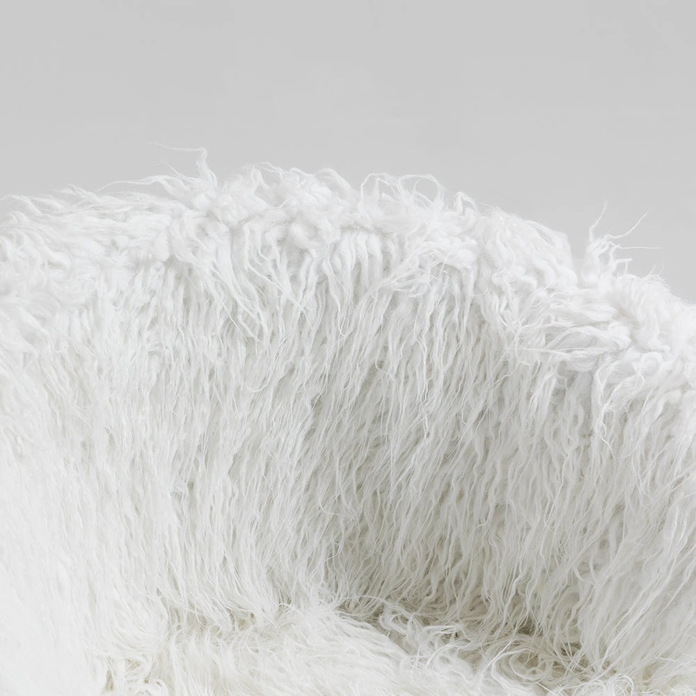 Kylie Plush Shaggy Faux Fur Swivel Chair, White 10 Kylie Plush Shaggy Faux Fur Swivel Chair, White - Image 8
