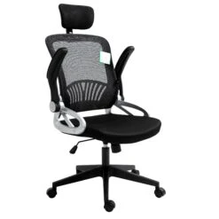 Mesh High Back Extra Padded Swivel Office Chair With Head Support & Adjustable Arms, Black -Entreprise Cc Shop MO21BLACKHB NEW2