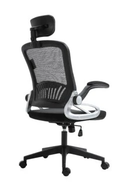 Mesh High Back Extra Padded Swivel Office Chair With Head Support & Adjustable Arms, Black -Entreprise Cc Shop MO21BLACKHB NEW 1