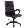 Waffle Contrasting Panels High Back PU Leather Swivel Executive Office Chair, Black & Brown
