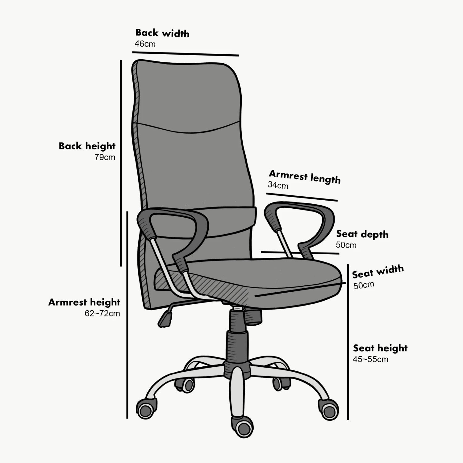 High Back Mesh Fabric Swivel Office Chair, MO57 Grey 11 High Back Mesh Fabric Swivel Office Chair, MO57 Grey - Image 9