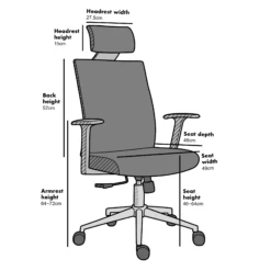 Joni High Back Mesh Office Chair With Headrest In Grey 16 Joni High Back Mesh Office Chair With Headrest In Grey -Entreprise Cc Shop MO96GREY size b9281e43 19e0 4c99 994b 62c558e12a1a