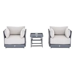 Pedra Rope And Aluminium Outdoor Bistro Set, Grey -Entreprise Cc Shop OD BISTR 5050 GREY WB2