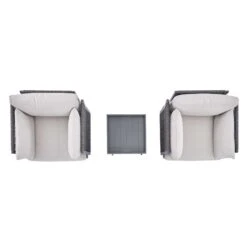 Pedra Rope And Aluminium Outdoor Bistro Set, Grey -Entreprise Cc Shop OD BISTR 5050 GREY WB5