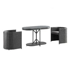 Granchester Rattan Balcony Bistro Set, Grey -Entreprise Cc Shop OD BISTR 7034 DARKGREY WB2