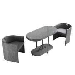 Granchester Rattan Balcony Bistro Set, Grey -Entreprise Cc Shop OD BISTR 7034 DARKGREY WB3