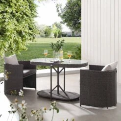 Granchester Rattan Balcony Bistro Set, Grey -Entreprise Cc Shop OD BISTR 7034 DARKGREY scene2