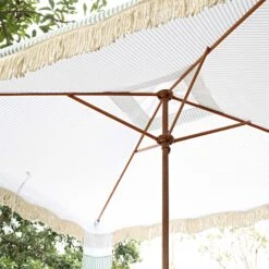 Gabriel Sage Green And White Striped Fringed Cabana 17 Gabriel Sage Green And White Striped Fringed Cabana -Entreprise Cc Shop OD CABA 03 SAGESTRP scene2