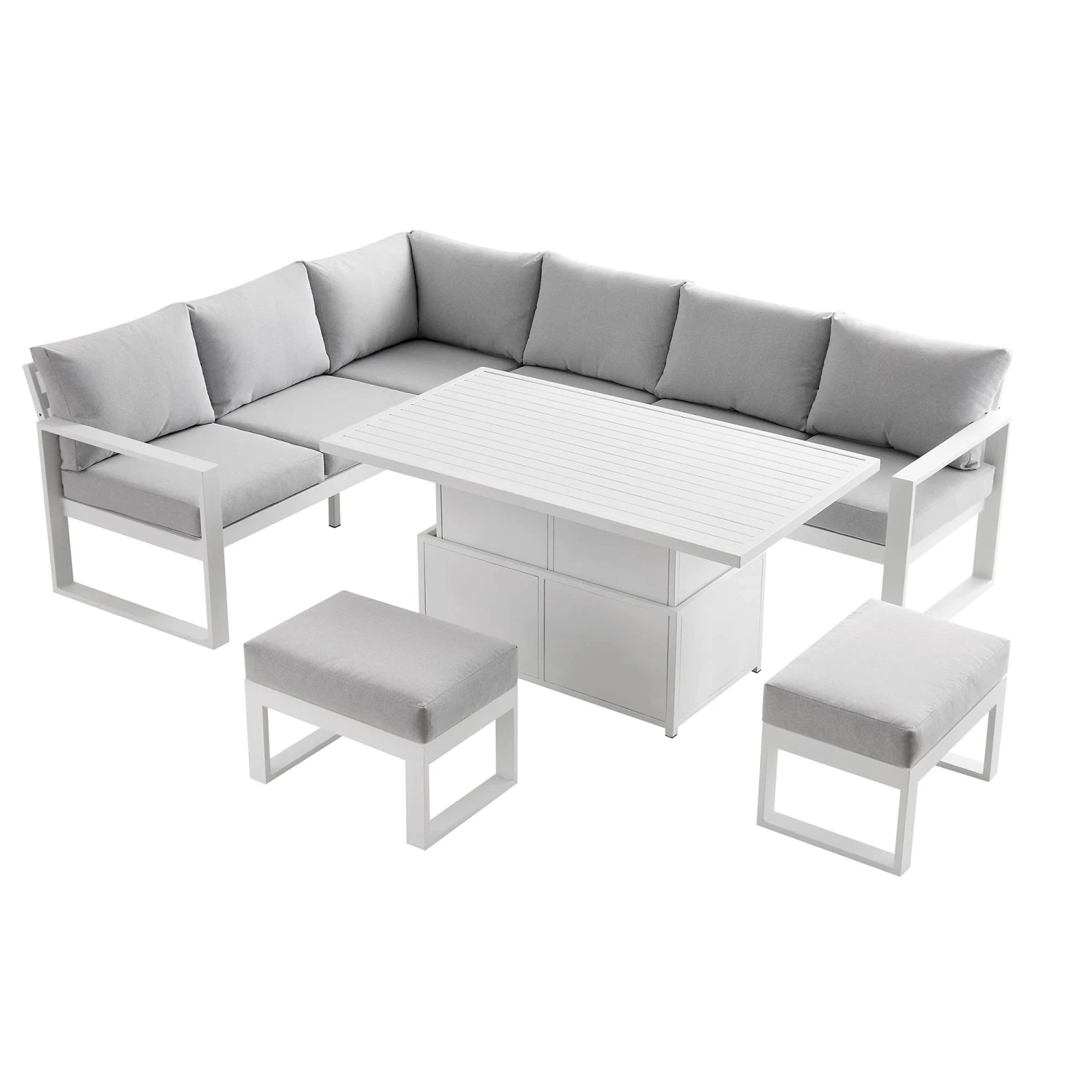 Albany Aluminium Large Corner Casual Dining Set With Rising Table, White 8 Albany Aluminium Large Corner Casual Dining Set With Rising Table, White - Image 6
