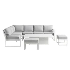 Albany Aluminium Large Corner Casual Dining Set With Rising Table, White 24 Albany Aluminium Large Corner Casual Dining Set With Rising Table, White -Entreprise Cc Shop OD DINE 1045 WHITE WB6