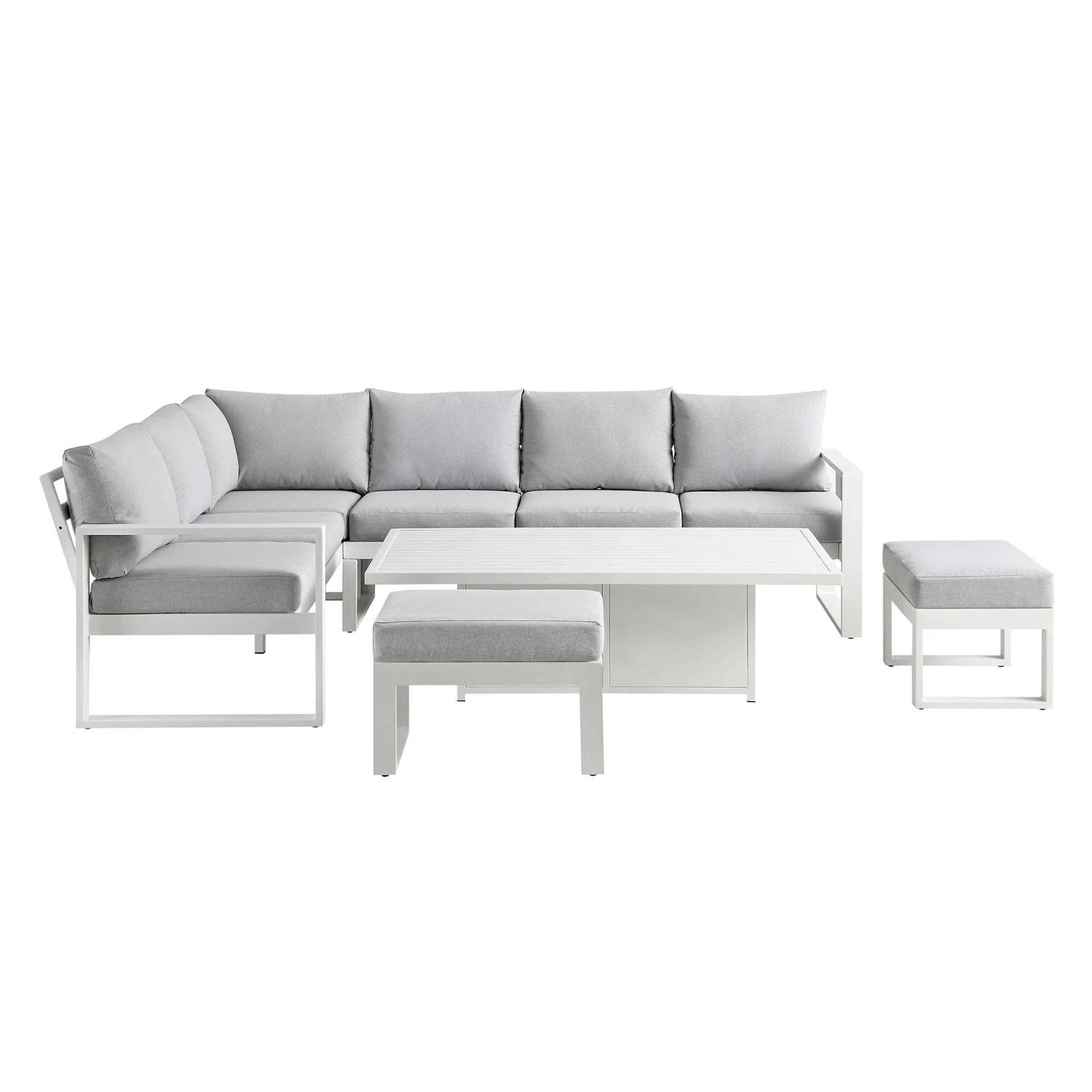 Albany Aluminium Large Corner Casual Dining Set With Rising Table, White 11 Albany Aluminium Large Corner Casual Dining Set With Rising Table, White - Image 9