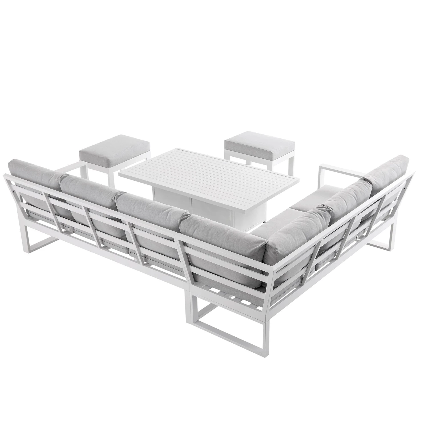 Albany Aluminium Large Corner Casual Dining Set With Rising Table, White 12 Albany Aluminium Large Corner Casual Dining Set With Rising Table, White - Image 10