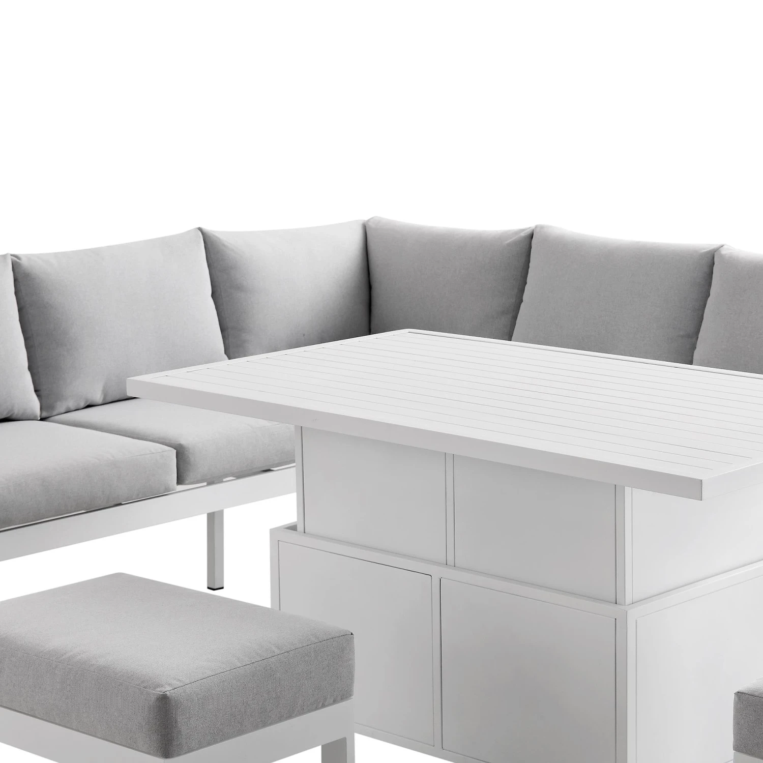 Albany Aluminium Large Corner Casual Dining Set With Rising Table, White 13 Albany Aluminium Large Corner Casual Dining Set With Rising Table, White - Image 11