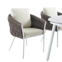 Montebello 6-Seater Outdoor Taupe Rope And Aluminium Oval Dining Set With White Ceramic Dining Table 22 Montebello 6-Seater Outdoor Taupe Rope And Aluminium Oval Dining Set With White Ceramic Dining Table -Entreprise Cc Shop OD DINE 1072 WHITE detail1