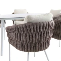 Montebello 6-Seater Outdoor Taupe Rope And Aluminium Oval Dining Set With White Ceramic Dining Table 23 Montebello 6-Seater Outdoor Taupe Rope And Aluminium Oval Dining Set With White Ceramic Dining Table -Entreprise Cc Shop OD DINE 1072 WHITE detail2