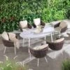 Montebello 6-Seater Outdoor Taupe Rope And Aluminium Oval Dining Set With White Ceramic Dining Table 2 Montebello 6-Seater Outdoor Taupe Rope And Aluminium Oval Dining Set With White Ceramic Dining Table -Entreprise Cc Shop OD DINE 1072 WHITE main