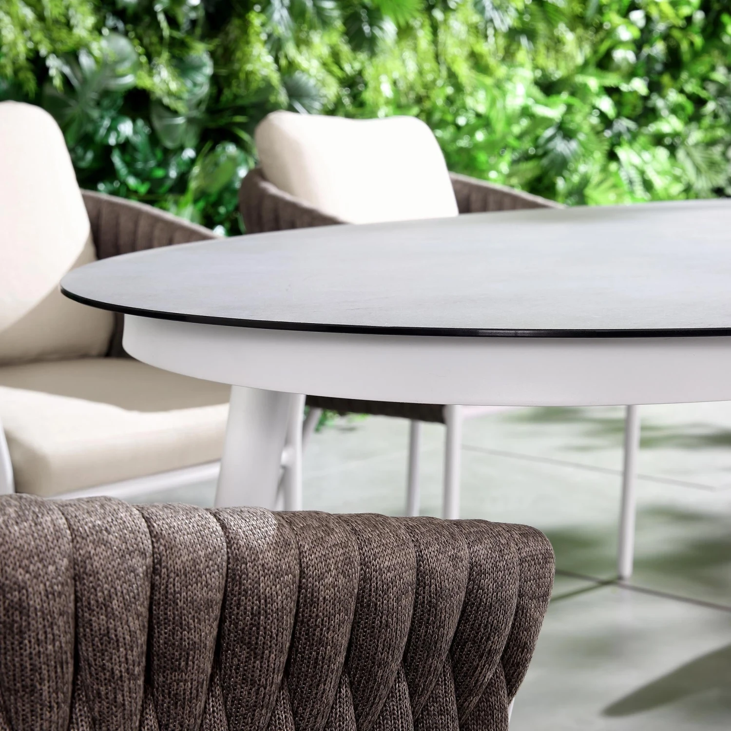 Montebello 6-Seater Outdoor Taupe Rope And Aluminium Oval Dining Set With White Ceramic Dining Table 5 Montebello 6-Seater Outdoor Taupe Rope And Aluminium Oval Dining Set With White Ceramic Dining Table - Image 3