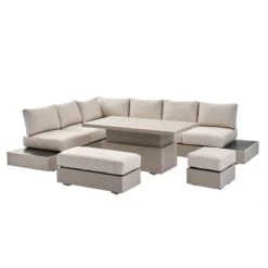 Jardin Aluminium Large Corner Casual Dining Set With Rising Table, Pumice 23 Jardin Aluminium Large Corner Casual Dining Set With Rising Table, Pumice -Entreprise Cc Shop OD DINE 905 PUMICE SET WB1