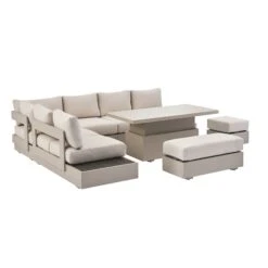 Jardin Aluminium Large Corner Casual Dining Set With Rising Table, Pumice 26 Jardin Aluminium Large Corner Casual Dining Set With Rising Table, Pumice -Entreprise Cc Shop OD DINE 905 PUMICE SET WB3