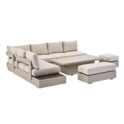 Jardin Aluminium Large Corner Casual Dining Set With Rising Table, Pumice 27 Jardin Aluminium Large Corner Casual Dining Set With Rising Table, Pumice -Entreprise Cc Shop OD DINE 905 PUMICE SET WB4