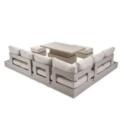 Jardin Aluminium Large Corner Casual Dining Set With Rising Table, Pumice 28 Jardin Aluminium Large Corner Casual Dining Set With Rising Table, Pumice -Entreprise Cc Shop OD DINE 905 PUMICE SET WB5