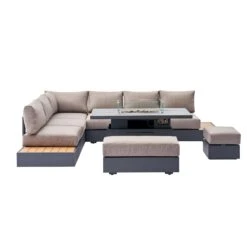 Jardin Aluminium Large Corner Casual Dining Set With Rising Firepit Table, Granite 27 Jardin Aluminium Large Corner Casual Dining Set With Rising Firepit Table, Granite -Entreprise Cc Shop OD DINE 906 GRANITE SET WB3