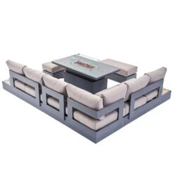 Jardin Aluminium Large Corner Casual Dining Set With Rising Firepit Table, Granite 29 Jardin Aluminium Large Corner Casual Dining Set With Rising Firepit Table, Granite -Entreprise Cc Shop OD DINE 906 GRANITE SET WB5