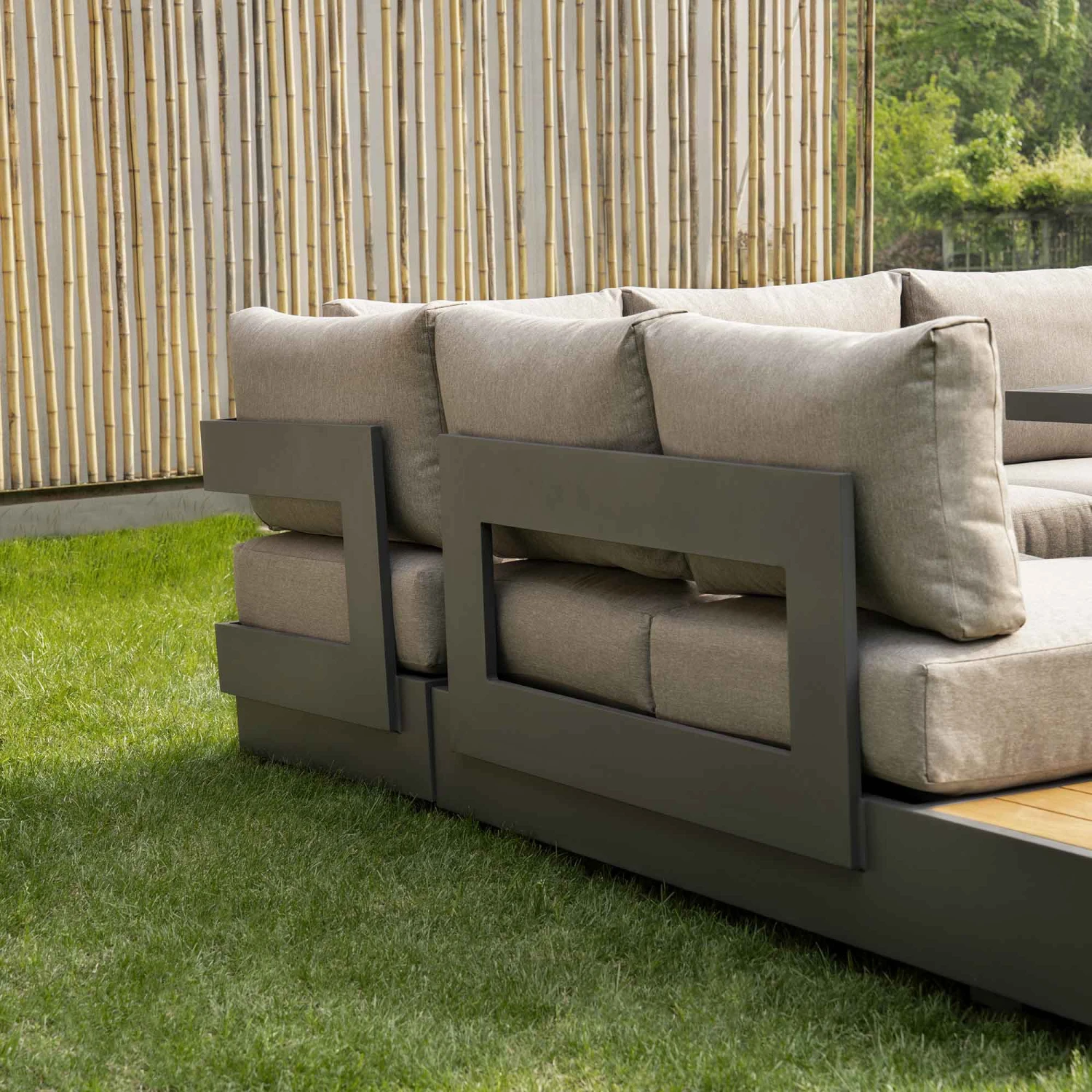 Jardin Aluminium Large Corner Casual Dining Set With Rising Firepit Table, Granite 8 Jardin Aluminium Large Corner Casual Dining Set With Rising Firepit Table, Granite - Image 6