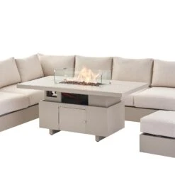 Jardin Aluminium Large Corner Casual Dining Set With Rising Firepit Table, Pumice -Entreprise Cc Shop OD DINE 906 PUMICE SET detail1