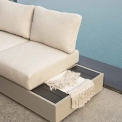 Jardin Aluminium Large Corner Casual Dining Set With Rising Firepit Table, Pumice -Entreprise Cc Shop OD DINE 906 PUMICE SET scene4