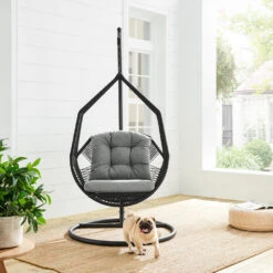 Lydia Geometric Rattan & Rope Mix Indoor Outdoor Hanging Chair 14 Lydia Geometric Rattan & Rope Mix Indoor Outdoor Hanging Chair -Entreprise Cc Shop OD HC 014 1