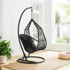 Lydia Geometric Rattan & Rope Mix Indoor Outdoor Hanging Chair 17 Lydia Geometric Rattan & Rope Mix Indoor Outdoor Hanging Chair -Entreprise Cc Shop OD HC 014 3