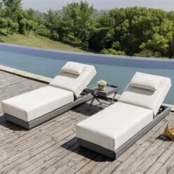 Pedra Rope And Aluminium Outdoor Sun Lounger And Side Table Set