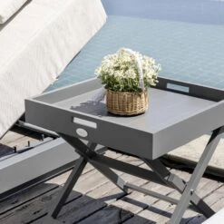 Pedra Rope And Aluminium Outdoor Sun Lounger And Side Table Set -Entreprise Cc Shop OD ROPE2 GREY STB scene1 7b2b9530 419f 491b 88a7 17cefc55dea9