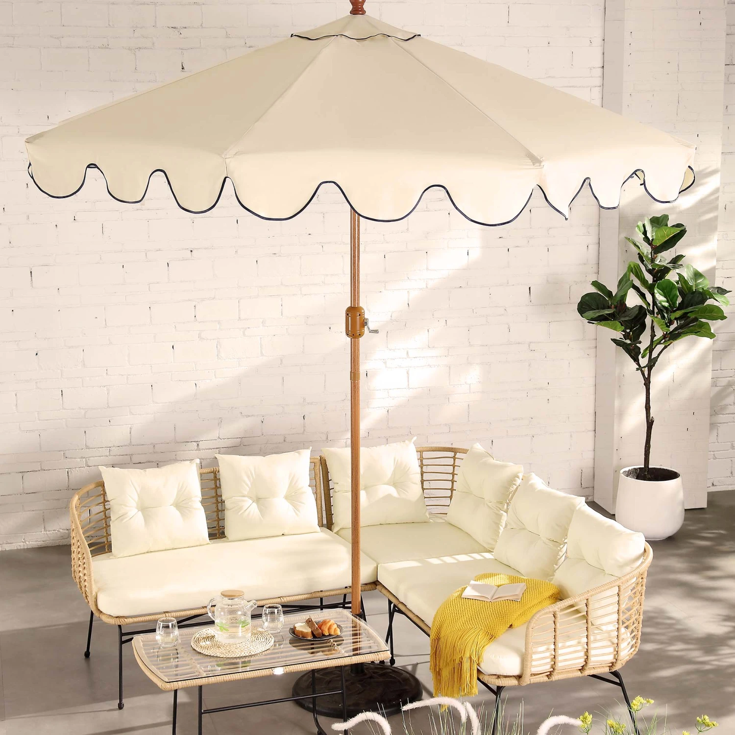 St Loy Natural Rattan Corner Sofa Set With Table 3 St Loy Natural Rattan Corner Sofa Set With Table - Image 2