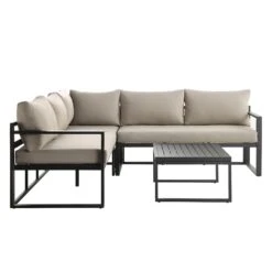Albany Aluminium Corner Sofa Set With Reclining Back And Coffee Table, Taupe 24 Albany Aluminium Corner Sofa Set With Reclining Back And Coffee Table, Taupe -Entreprise Cc Shop OD SF 1023 TAUPE WB3