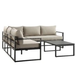 Albany Aluminium Corner Sofa Set With Reclining Back And Coffee Table, Taupe 25 Albany Aluminium Corner Sofa Set With Reclining Back And Coffee Table, Taupe -Entreprise Cc Shop OD SF 1023 TAUPE WB5