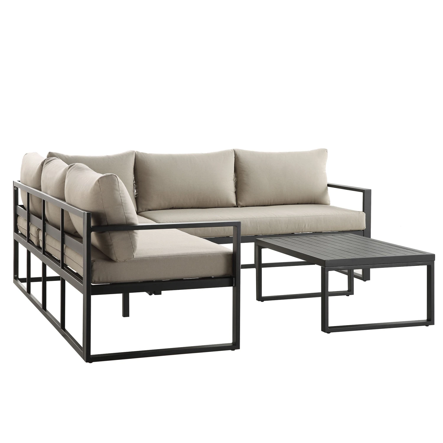 Albany Aluminium Corner Sofa Set With Reclining Back And Coffee Table, Taupe 11 Albany Aluminium Corner Sofa Set With Reclining Back And Coffee Table, Taupe - Image 9