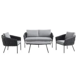 Montebello 4-Seater Outdoor Black Rope And Aluminium Sofa Set With Grey Ceramic Coffee Table 18 Montebello 4-Seater Outdoor Black Rope And Aluminium Sofa Set With Grey Ceramic Coffee Table -Entreprise Cc Shop OD SF 1029 BLACK WB1