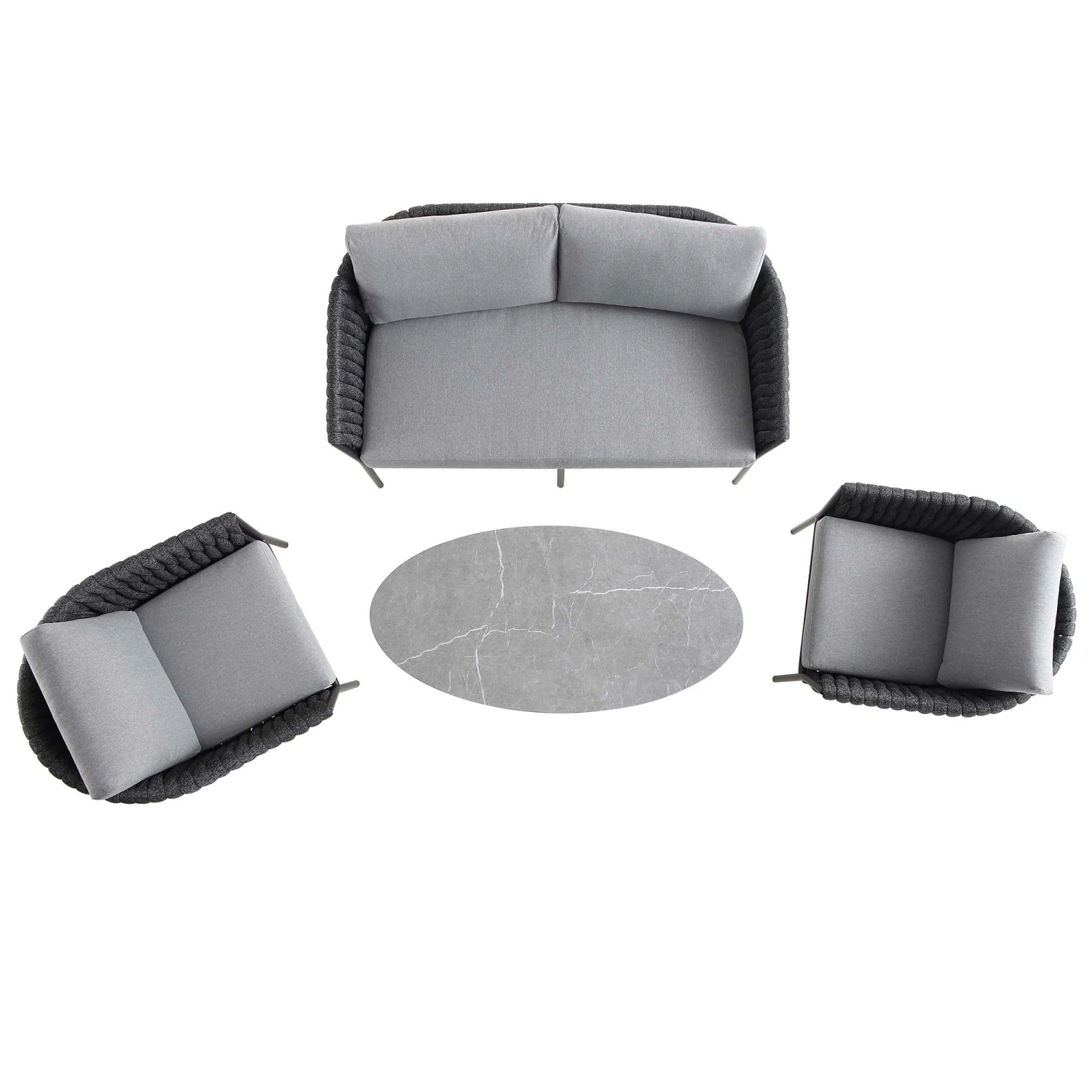 Montebello 4-Seater Outdoor Black Rope And Aluminium Sofa Set With Grey Ceramic Coffee Table 8 Montebello 4-Seater Outdoor Black Rope And Aluminium Sofa Set With Grey Ceramic Coffee Table - Image 6