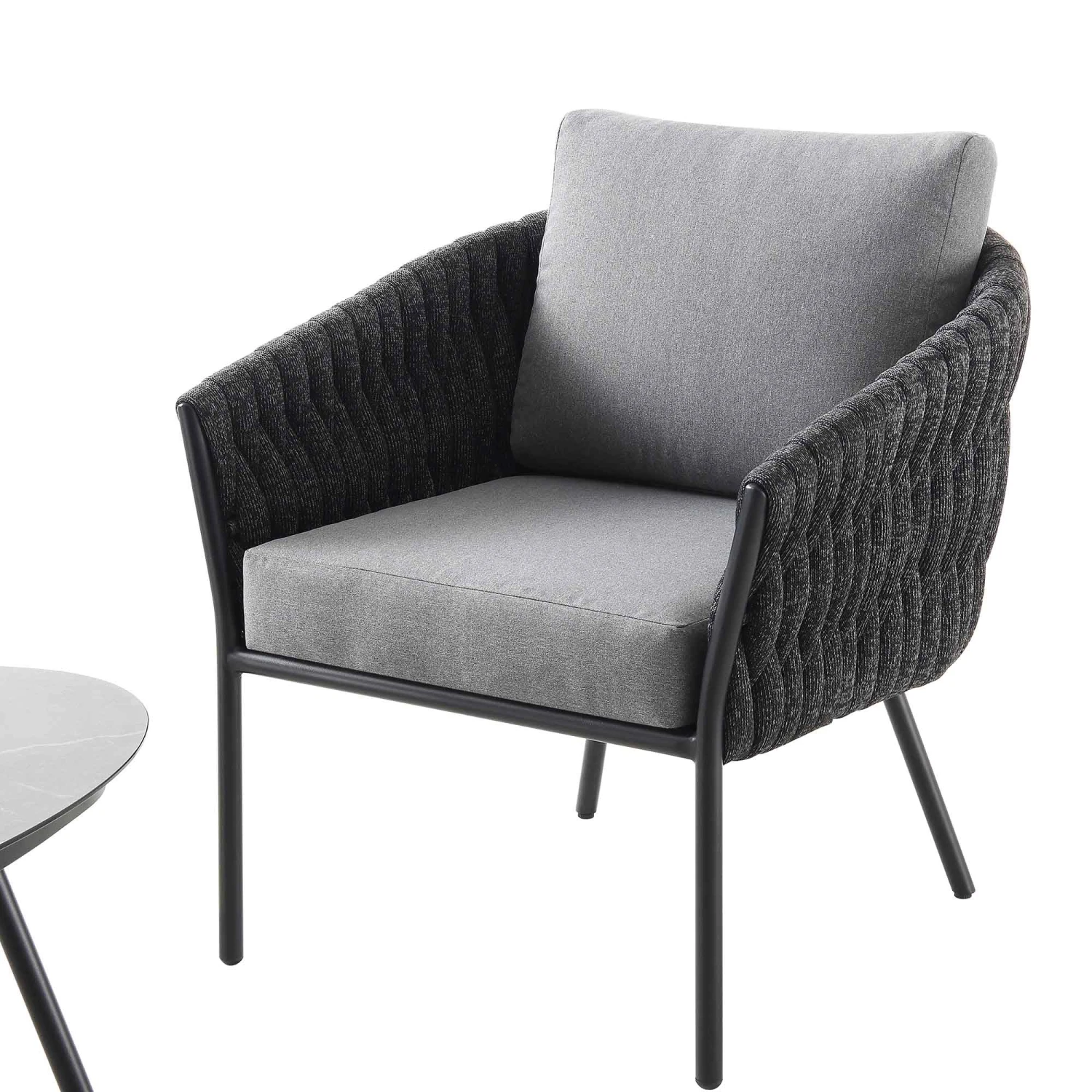 Montebello 4-Seater Outdoor Black Rope And Aluminium Sofa Set With Grey Ceramic Coffee Table 12 Montebello 4-Seater Outdoor Black Rope And Aluminium Sofa Set With Grey Ceramic Coffee Table - Image 10