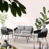 Montebello 4-Seater Outdoor Black Rope And Aluminium Sofa Set With Grey Ceramic Coffee Table -Entreprise Cc Shop OD SF 1029 BLACK main