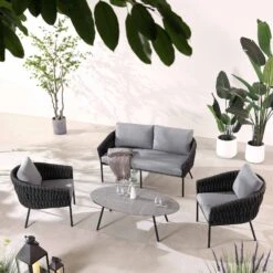 Montebello 4-Seater Outdoor Black Rope And Aluminium Sofa Set With Grey Ceramic Coffee Table 17 Montebello 4-Seater Outdoor Black Rope And Aluminium Sofa Set With Grey Ceramic Coffee Table -Entreprise Cc Shop OD SF 1029 BLACK scene2