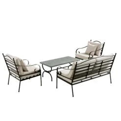 Haymes Indoor And Outdoor Metal Sofa Set With Coffee Table 19 Haymes Indoor And Outdoor Metal Sofa Set With Coffee Table -Entreprise Cc Shop OD SF 1077 BEIGE WB4