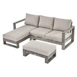 Montrose Aluminium Outdoor Sofa Set With Chaise, Brushed Silver Oak 26 Montrose Aluminium Outdoor Sofa Set With Chaise, Brushed Silver Oak -Entreprise Cc Shop OD SF 2016 WGREY SET WB3