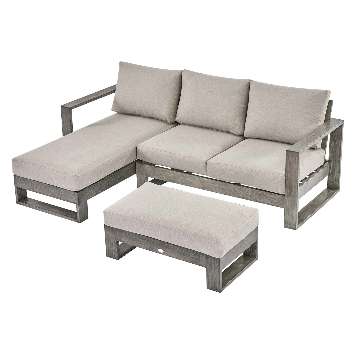 Montrose Aluminium Outdoor Sofa Set With Chaise, Brushed Silver Oak 11 Montrose Aluminium Outdoor Sofa Set With Chaise, Brushed Silver Oak - Image 9
