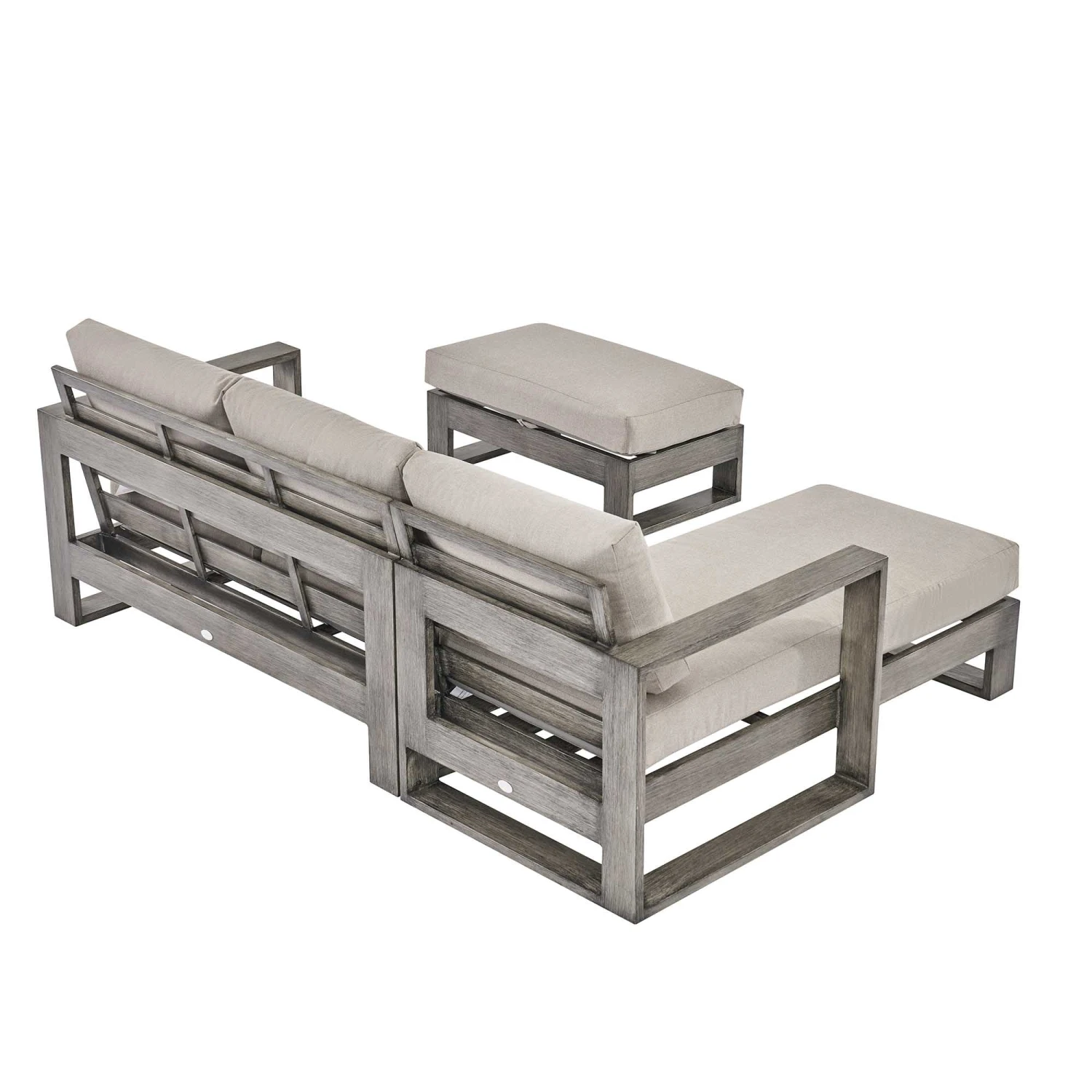 Montrose Aluminium Outdoor Sofa Set With Chaise, Brushed Silver Oak 13 Montrose Aluminium Outdoor Sofa Set With Chaise, Brushed Silver Oak - Image 11