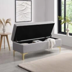 Haven Grey Fabric 120cm Large Storage Ottoman Bench -Entreprise Cc Shop OTTO 2510 GREYFAB scene1