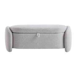 Loha Grey Teddy Boucle 129cm Large Storage Ottoman Bench -Entreprise Cc Shop OTTO 271 GREY TEDDY WB1